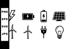 Energy icons set with lightning bolt battery solar panel win Product Image 1