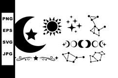 Moon stars sun and constellation celestial vector icons in b Product Image 1