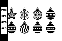 Christmas tree ornament vector set with star and snowflake d Product Image 1