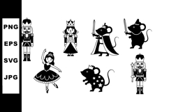 Nutcracker and Mouse King Characters Black Silhouettes Vecto Product Image 1