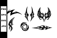 Abstract black tribal tattoo design elements set with sharp Product Image 1