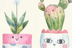 Watercolor home plants Clipart. Home plants in pots. jpg png Product Image 2