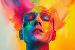 Radiant Colorful man head. Generate Ai Product Image 1