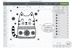 Winter Cat in Sweater SVG, Christmas Cat SVG, Snow and Cat Product Image 2