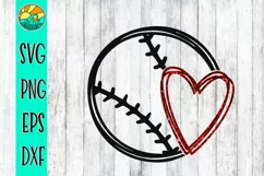 Baseball - Softball - Heart - SVG - DXF - EPS - PNG Product Image 3