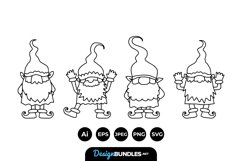 Monoline Gnome Clipart Set Product Image 1