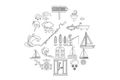 Water bewitched icons set, outline style Product Image 1