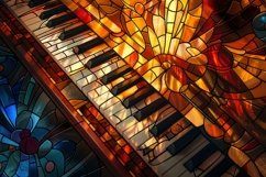 Stained Glass Piano Background Wallpaper Product Image 1