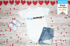 Valentine's Day Mockup White Bodysuit | JPG and PSD files Product Image 1