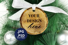 Wood Ornament Mockup PSD, White & Black Wood Ornament Mockup Product Image 1