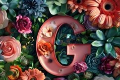 Letter G with Flowers Background Wallpaper Product Image 1