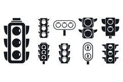 Street traffic lights icon set, simple style Product Image 1