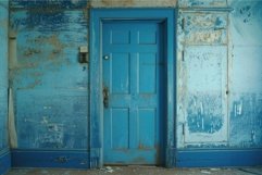 Vintage blue wooden door with peeling paint Product Image 1