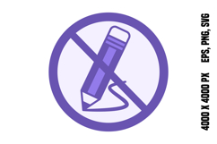 Colored No Writing Icon Product Image 1