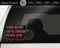 Nurse Superhero, RN Hero, Coffee, Scrub Mask SVG JPG PNG DXF Product Image 5