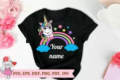 SVG Cute rainbow with unicorn for kids, blank Monogram Product Image 3