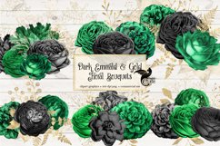 Dark Emerald and Gold Floral Clipart Product Image 2