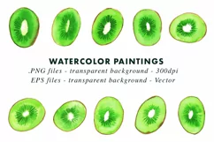 Kiwi Illustrations | Watercolor Clip Art in PNG & Vector Product Image 2
