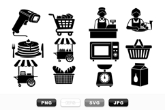 Grocery Shopping Icon Set For Retail And Market Design Product Image 1