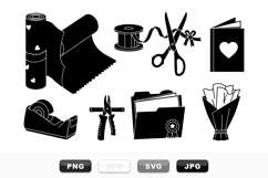 Black Silhouette Craft Supplies Clipart Bundle Product Image 1