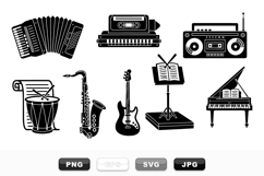 Classic Black Silhouette Music Instruments Vector Set Product Image 1