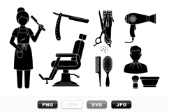 Barber Shop Tools Clipart Set For Hair Styling Product Image 1