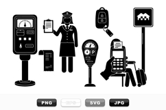 Parking Meter and Enforcement Icons Vector Set Product Image 1