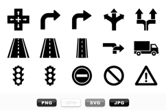 Road Traffic Signs SVG Vector Icon Set for Navigation Product Image 1