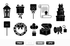 Black Gift Boxes And Ribbon Clipart Bundle Product Image 1