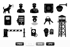 Security Guard Icon SVG Vector Set for Surveillance Product Image 1