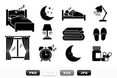 Sleep Essentials Icon Set for Relaxation Projects Product Image 1