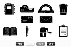 Minimalist Office Supplies Vector Clipart Set Product Image 1