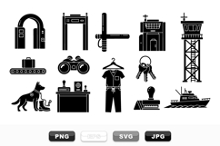 Airport Security Icon SVG Set For Travel Designs Product Image 1