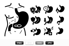 Medical Stomach Health Icon Set for Healthcare Designs Product Image 1