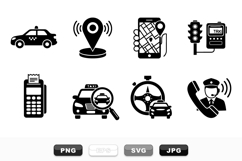 Taxi Service Icon Vector Set for Apps Product Image 1