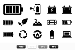 Minimalist Battery Icon Vector Clipart Pack Product Image 1