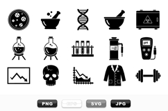 Science Laboratory Equipment Icons Vector Set Product Image 1