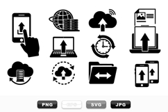 Cloud Upload Icon Vector Set for Tech Projects Product Image 1