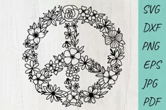 Flower SVG| Floral Peace SVG | Peace sign | Hippie SVG Product Image 1