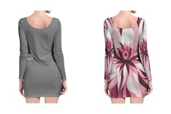 Long Sleeve Bodycon Dress Design Mockup for Sublimation Printing - 2 Views Product Image 2