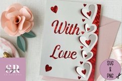 3D With love card| Paper cutting | With love card svg Product Image 3