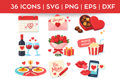Valentine's Day Bundle SVG PNG DXF EPS | 36 ICONS Product Image 1