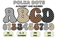 Polka Dots Alphabet Letters &amp; Numbers Clipart PNG 300DPI Product Image 1