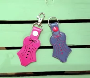 ITH Bathing Suit Vinyl Key Fob or Bag Tag - Snap Tab Machine Embroidery Product Image 4