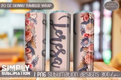 3D Seamless Sublimation Skinny Tumbler Wrap| 20oz | Png Product Image 3