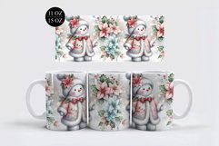 Festive Snowman with Poinsettia Mug Sublimation Design Product Image 1