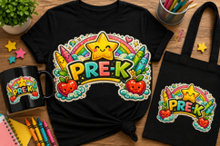 Hello Pre-K PNG | Rainbow Back to School Design Product Image 1