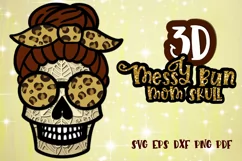 3D Messy Bun Mom Skull Layered SVG Mom Life Mothers Day Product Image 1