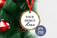 Wood Ornament Mockup PSD, White & Black Wood Ornament Mockup Product Image 1