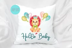 Hello Baby Sublimation design. Cute Lion cub PNG Product Image 3
